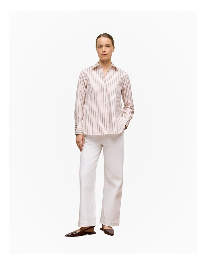 Cotton Poplin Jacquard Stripe Shirt in Pink Rose image 2