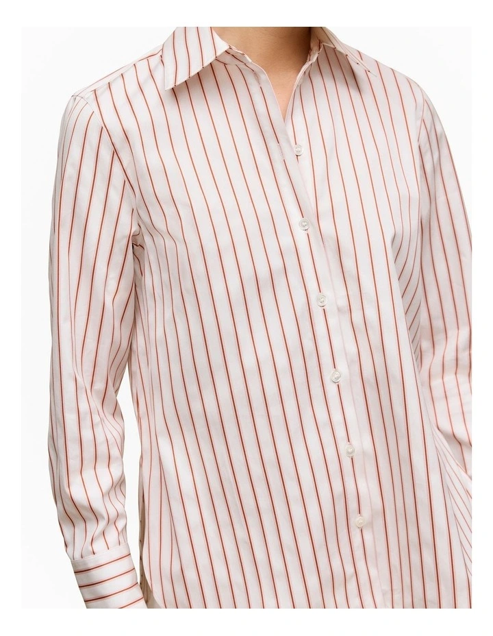 Cotton Poplin Jacquard Stripe Shirt in Pink Rose image 3