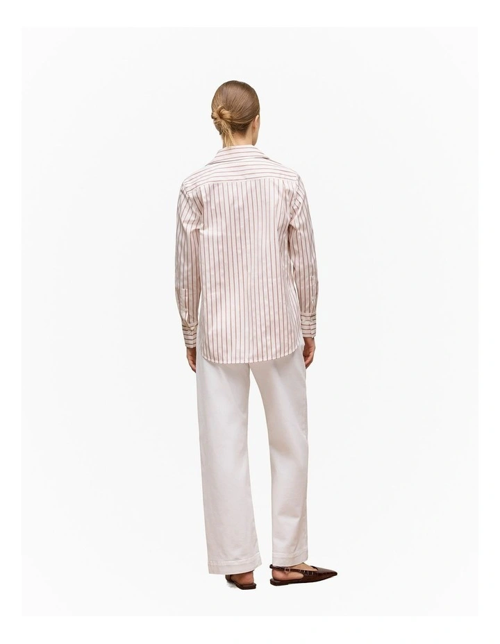 Cotton Poplin Jacquard Stripe Shirt in Pink Rose image 4