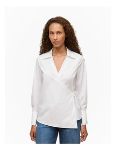Cotton Poplin Wrap Shirt in Marshmallow