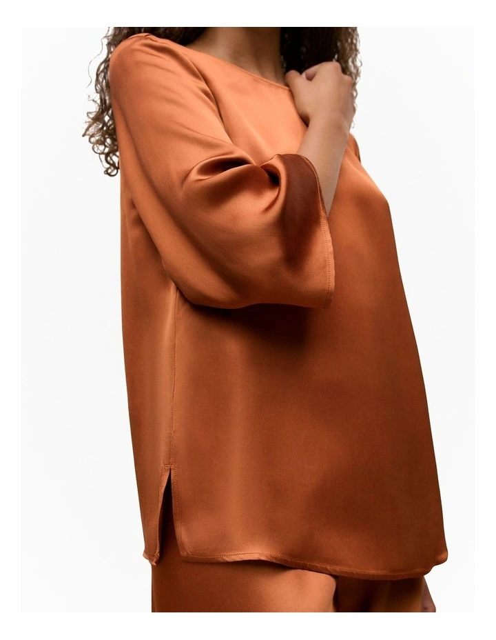 Satin Relaxed Blouse in Sierra image 4