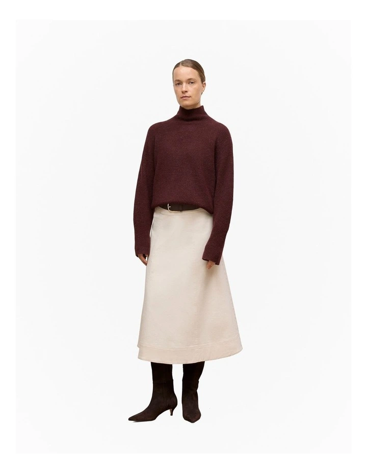 Natural Seed Denim Panelled Skirt in Ecru image 3