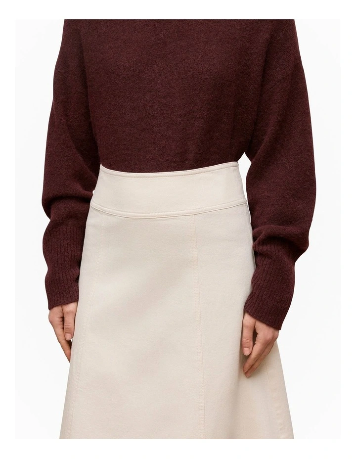 Natural Seed Denim Panelled Skirt in Ecru image 4