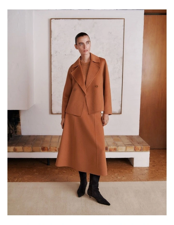 Double Faced Wool Skirt in Sierra image 2