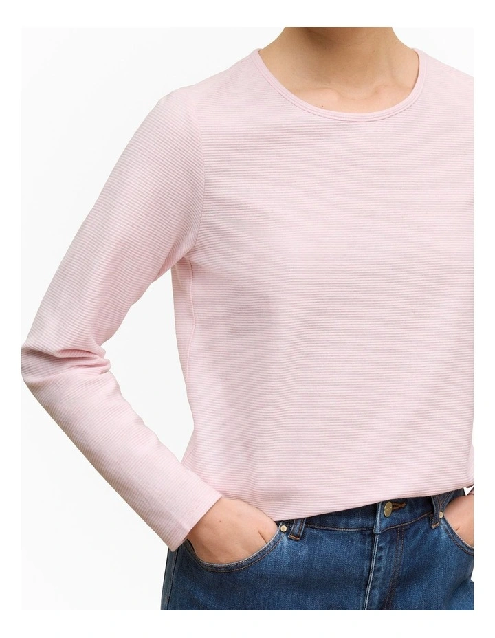 Ottoman Marle Long Sleeve T-shirt in Light Blush image 3
