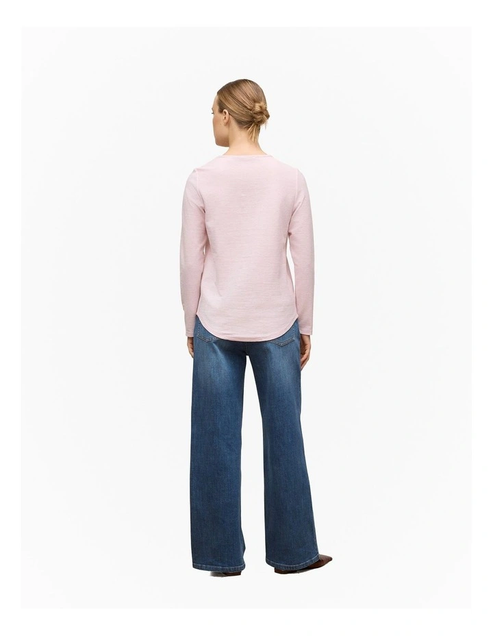 Ottoman Marle Long Sleeve T-shirt in Light Blush image 4