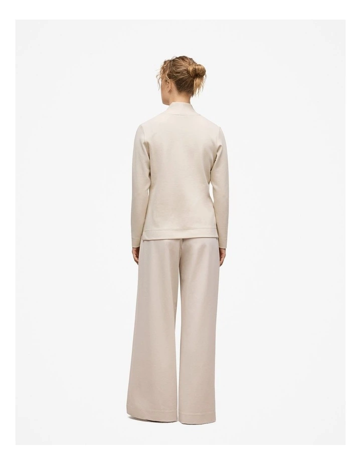 Jacquard Shawl Neck Sweat in Stone image 6