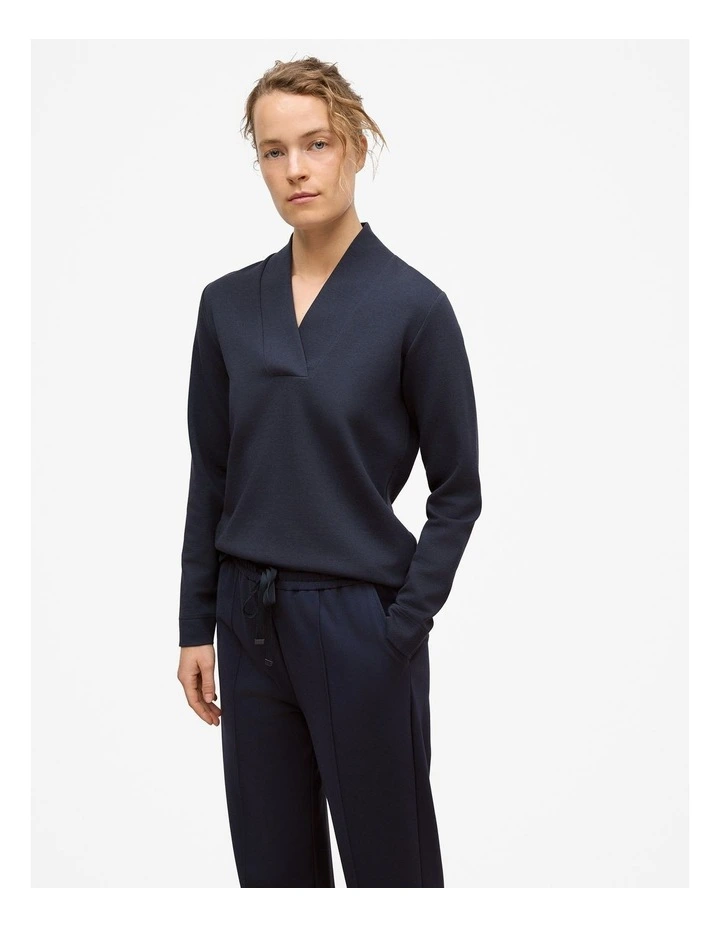 Jacquard Shawl Neck Sweat in Night Sky image 1