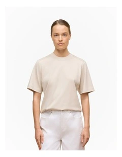 Cotton Modal Interlock T-shirt in Stone