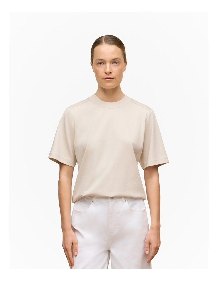 Cotton Modal Interlock T-shirt in Stone image 1