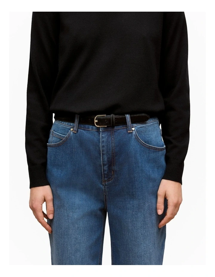 Corra Pony Hair Belt in Black image 2