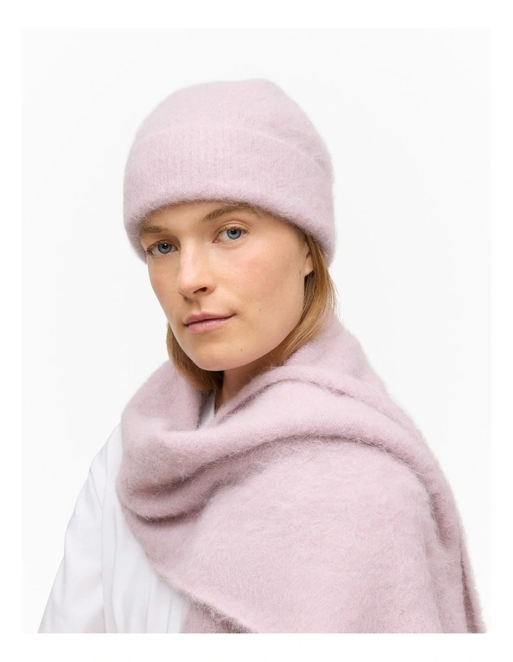 Brushed Alpaca Beanie in Light Blush image 2