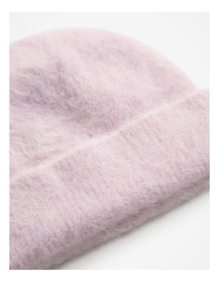 Brushed Alpaca Beanie in Light Blush image 3