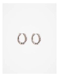 Era Twist Hoop Earrings in Silver