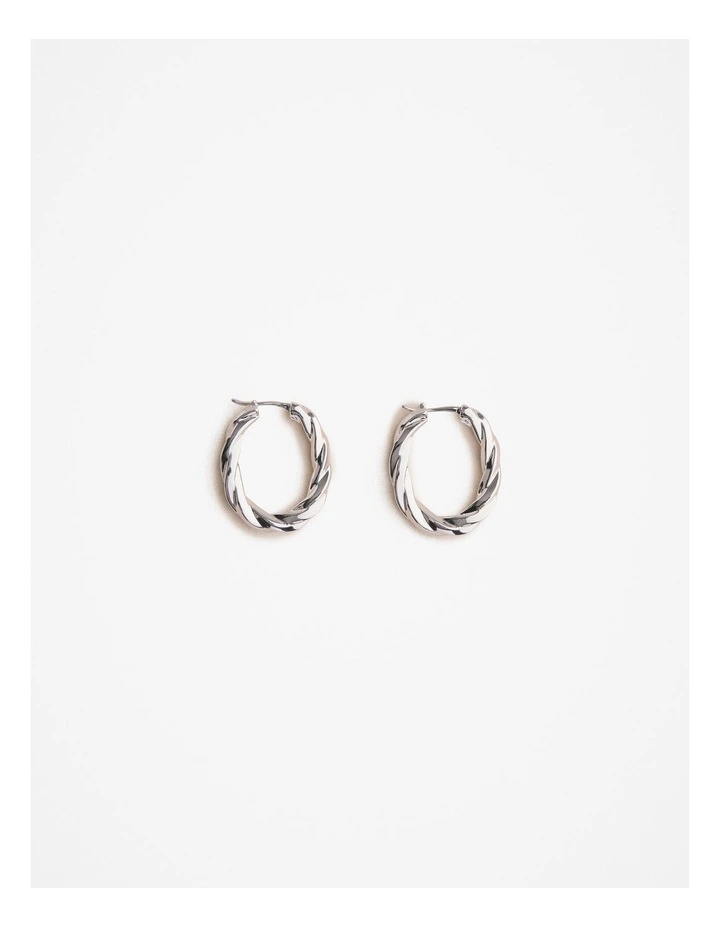 Era Twist Hoop Earrings in Silver image 1