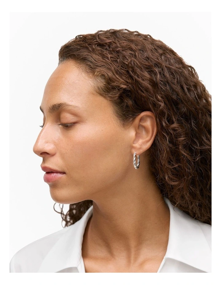 Era Twist Hoop Earrings in Silver image 2