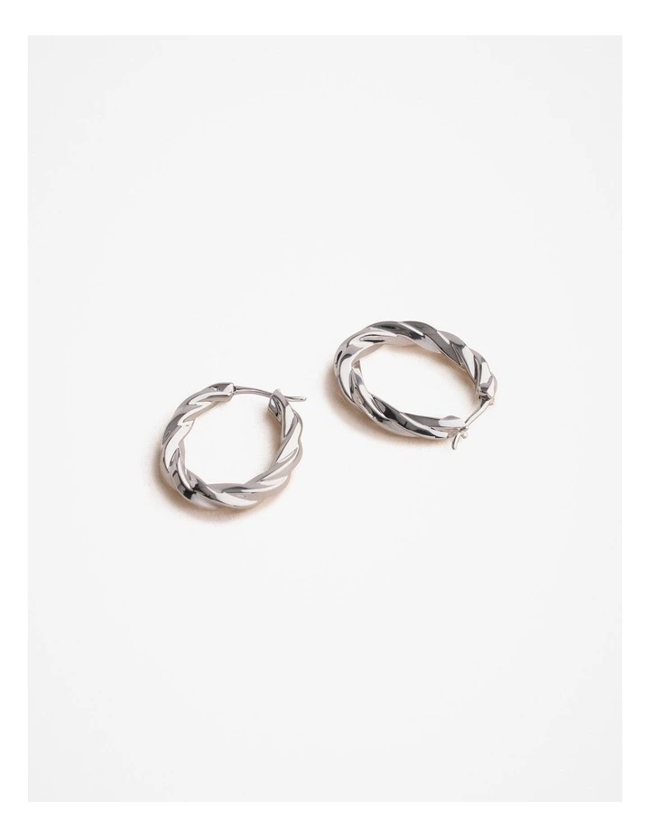 Era Twist Hoop Earrings in Silver image 3