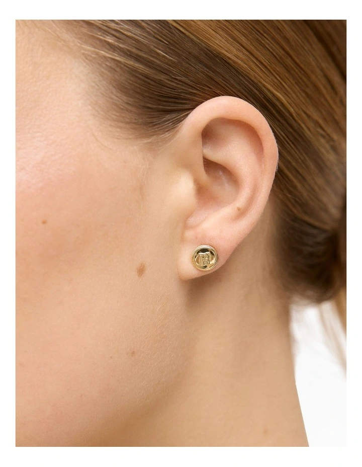 Monogram Stud Earrings in Gold image 2