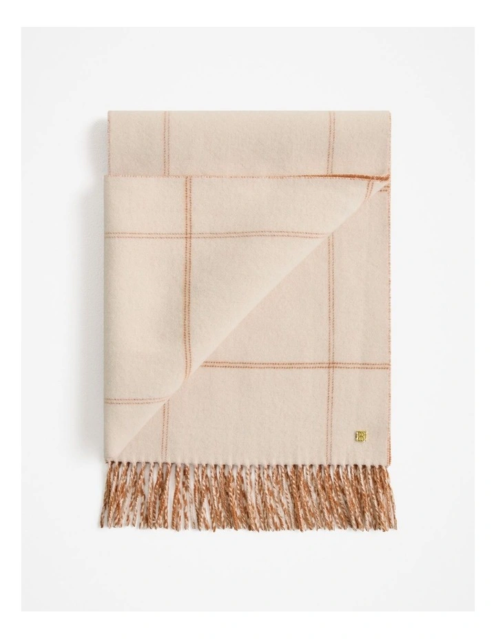 Wool Check Reversible Scarf in Marshmallow image 2