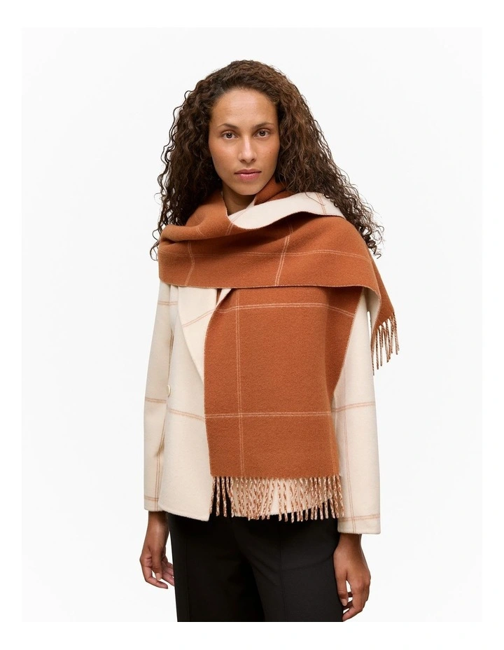 Wool Check Reversible Scarf in Marshmallow image 3