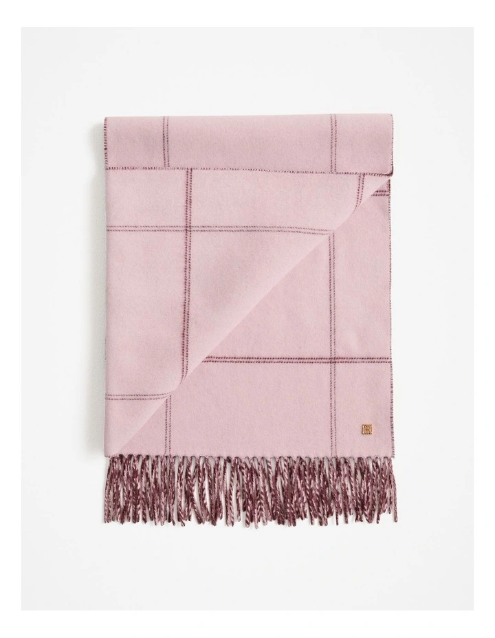 Wool Check Reversible Scarf in Light Blush image 1