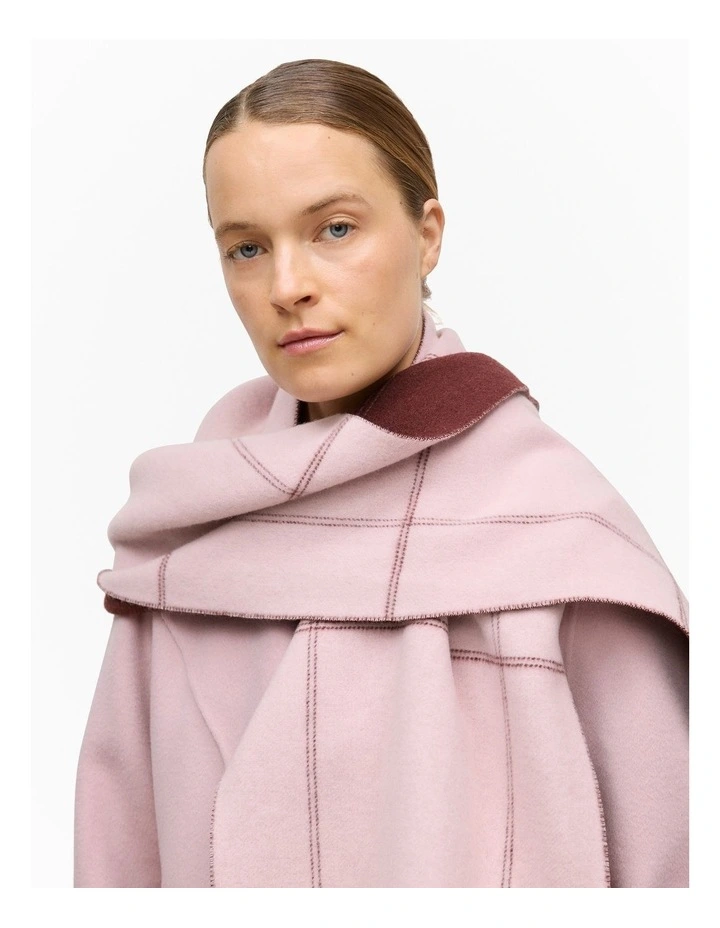 Wool Check Reversible Scarf in Light Blush image 2