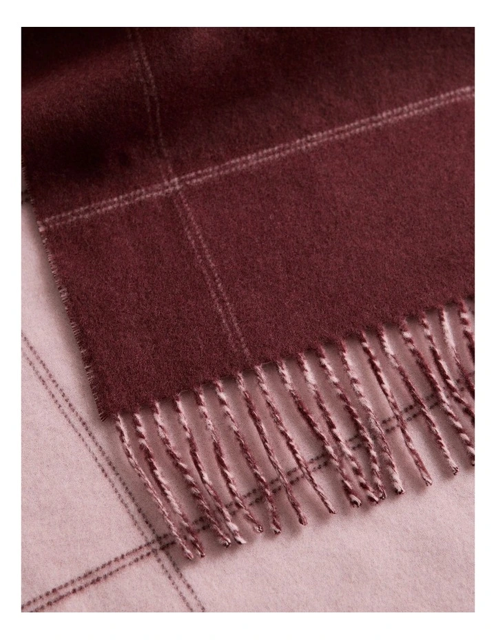 Wool Check Reversible Scarf in Light Blush image 3