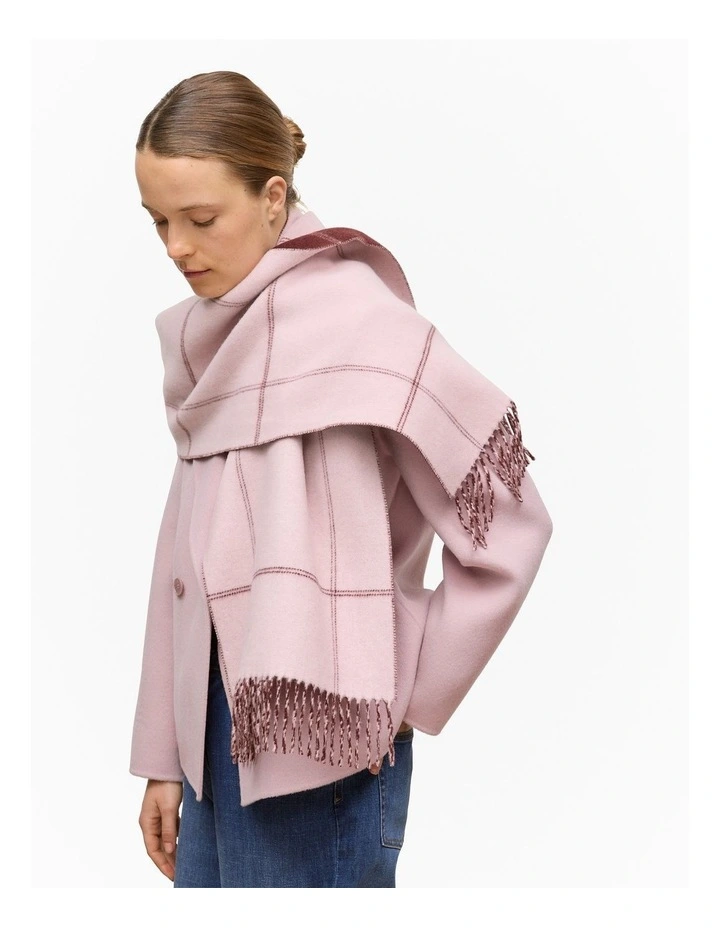 Wool Check Reversible Scarf in Light Blush image 4