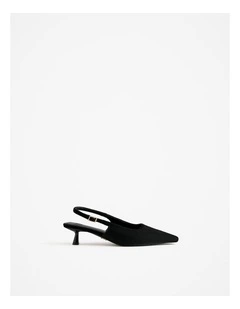 Solenne Pony Hair Kitten Heel in Black