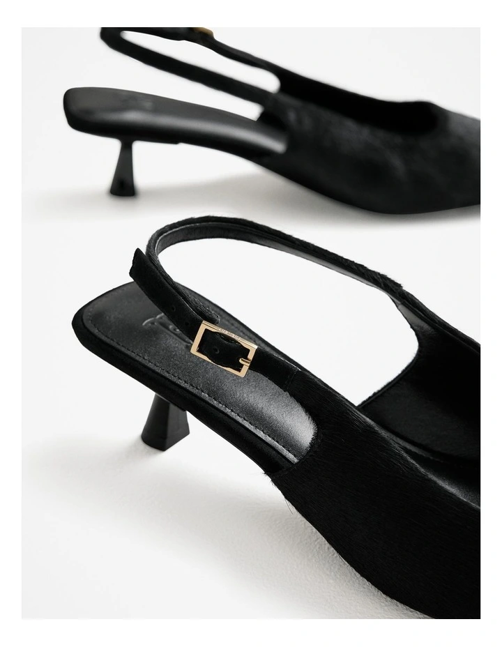 Solenne Pony Hair Kitten Heel in Black image 4