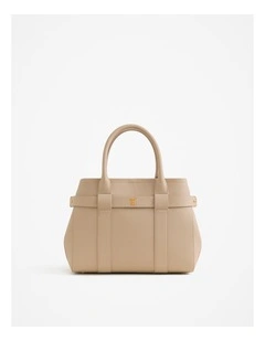 Kalin Leather Small Tote in Tahini