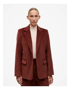 Italian Cord Blazer in Red Mahogany