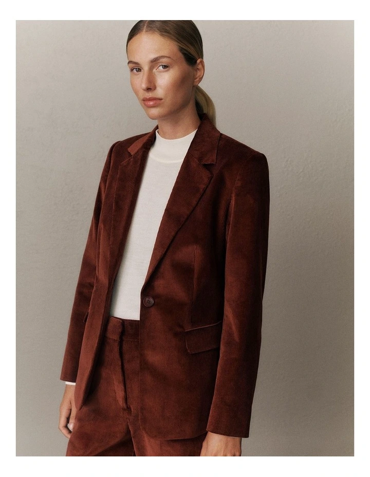 Italian Cord Blazer in Red Mahogany image 7