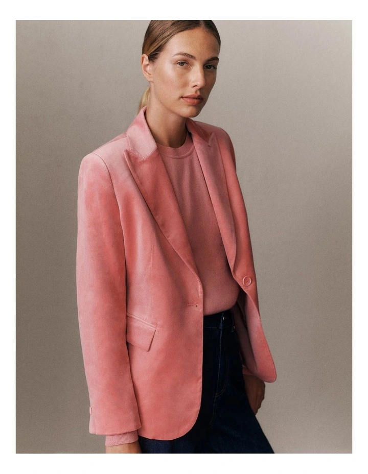 Velvet Blazer in Dusty Rose image 2