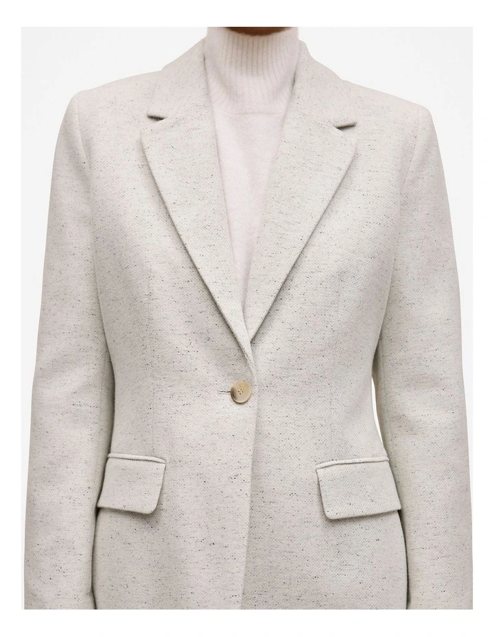 Italian Wool Blend Single Breasted Blazer in Light Grey Marle image 4
