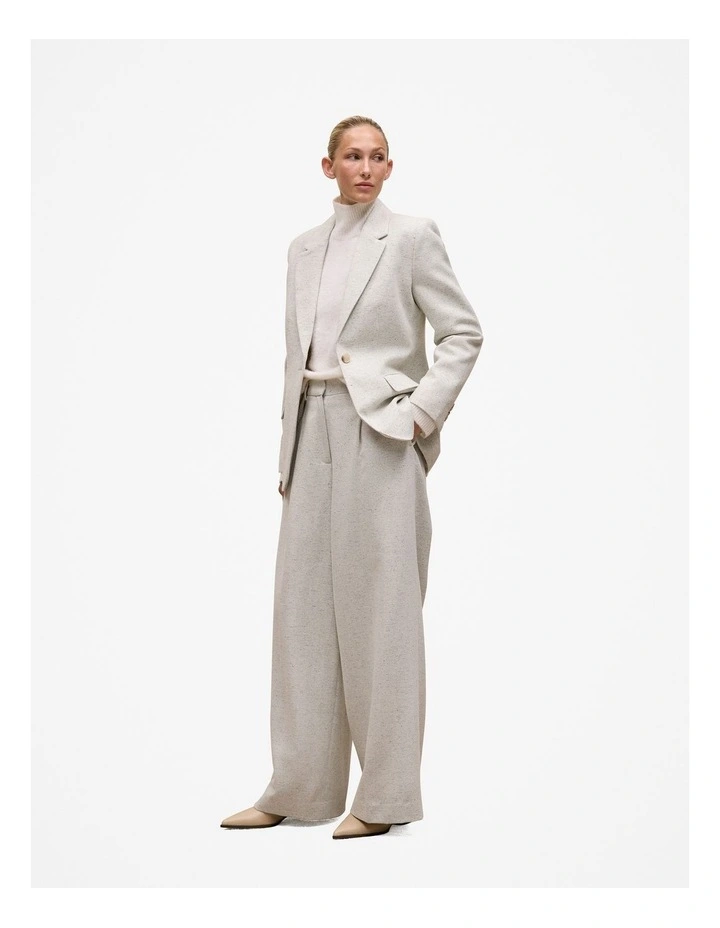 Italian Wool Blend Single Breasted Blazer in Light Grey Marle image 5