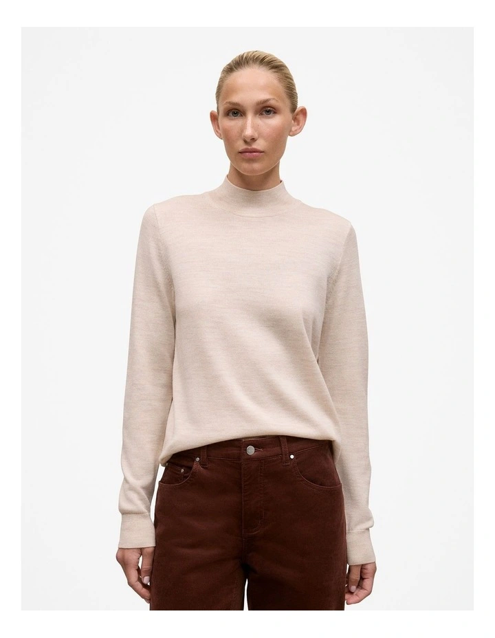 Merino Mock Neck in Oat Marle image 1