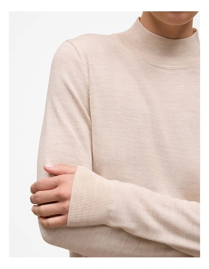 Merino Mock Neck in Oat Marle image 3