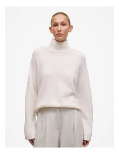 Alpaca Merino Blend Relaxed Mock Neck in Marshmallow