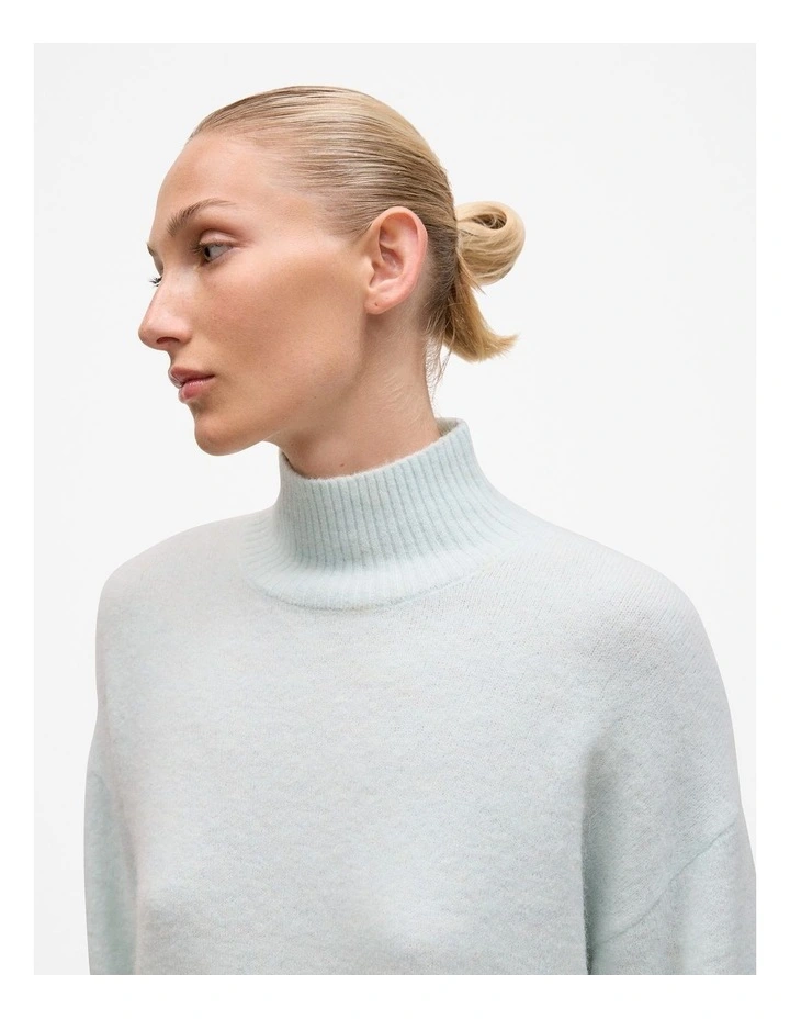 Alpaca Merino Blend Relaxed Mock Neck in Faint Blue image 3
