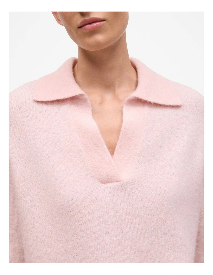 Alpaca Merino Blend Polo in Rose Quartz image 3