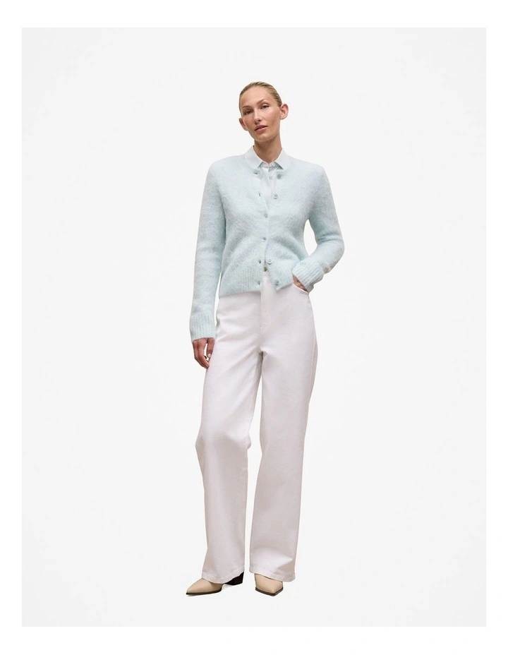 Brushed Alpaca Button Through Cardigan in Faint Blue image 2
