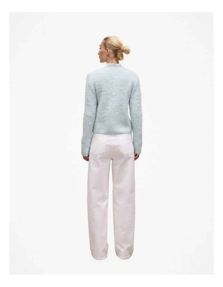 Brushed Alpaca Button Through Cardigan in Faint Blue image 5