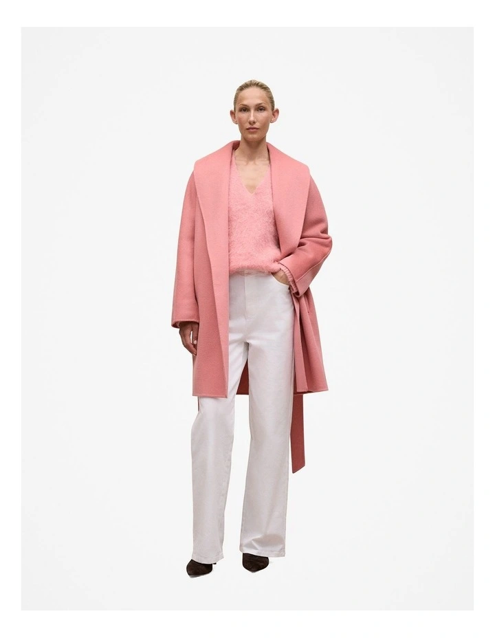 Brushed Alpaca Relaxed V Knit in Dusty Rose image 3