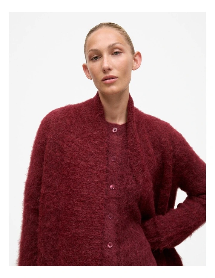 Brushed Alpaca Longline Cardigan in Red Mahogany image 3
