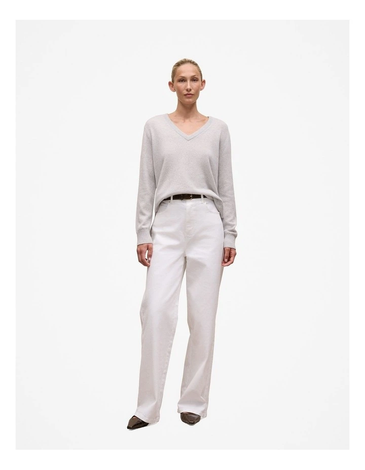 Cashmere Relaxed V-neck in Grey Melange image 2