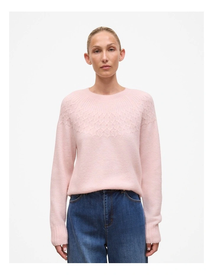 Alpaca Merino Cable Yoke Knit in Rose Quartz image 1