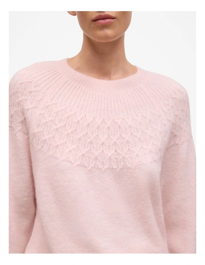 Alpaca Merino Cable Yoke Knit in Rose Quartz image 3