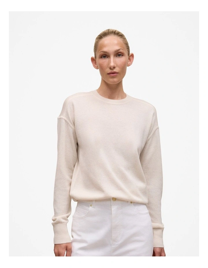 Merino Cashmere Forward Shoulder Seam Crew in Oat image 1