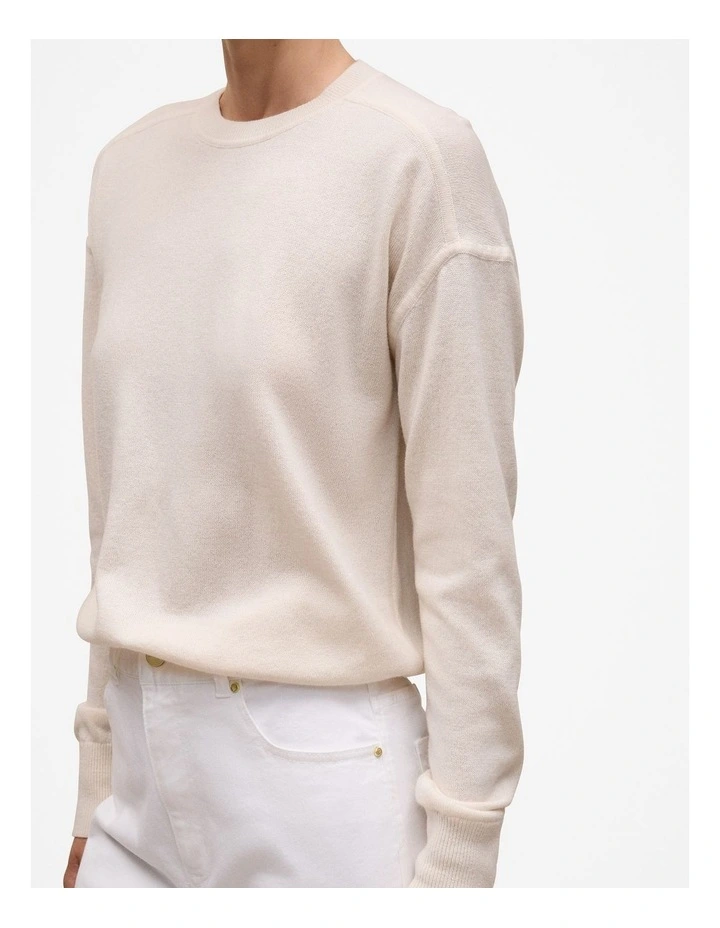 Merino Cashmere Forward Shoulder Seam Crew in Oat image 3